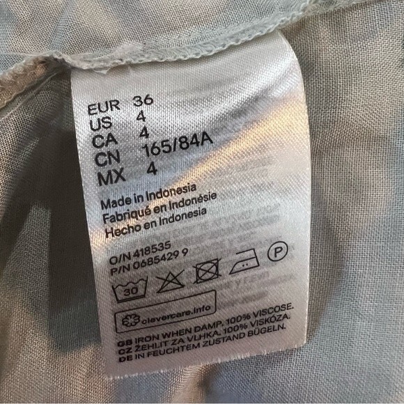 H&M sage green split tie sleeve light floral shift dress size 4 - Picture 6 of 6